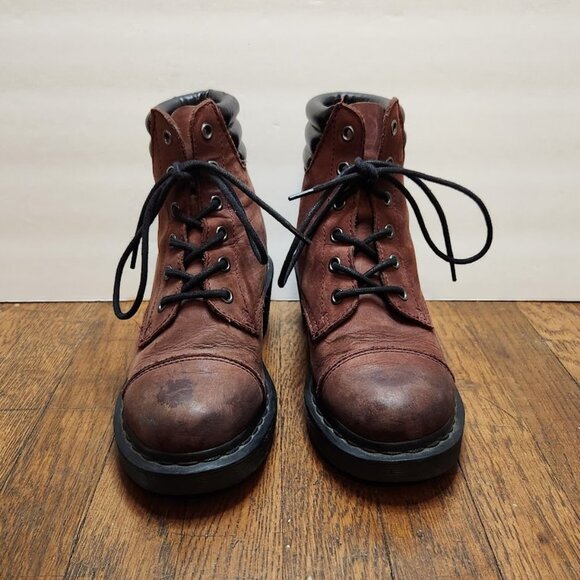 Dr. Martens Burnished Red Alexandra Heeled Boots - Picture 4 of 13